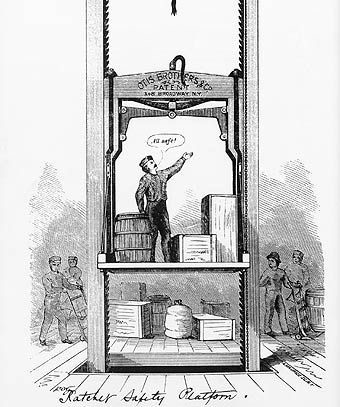 Goods lift, by Waterman, in 1851.